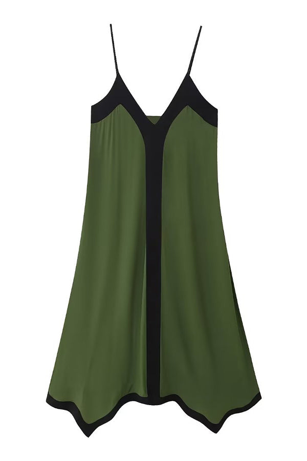 Vestido lencero con bloques de dos colores