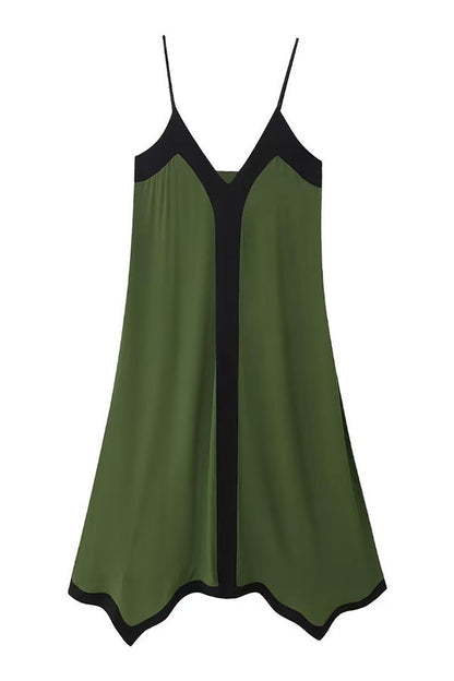 Vestido lencero con bloques de dos colores