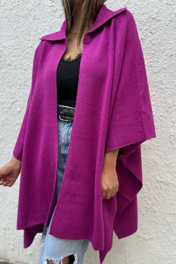 Chaqueta cortavientos holgada informal de color liso con un solo botón