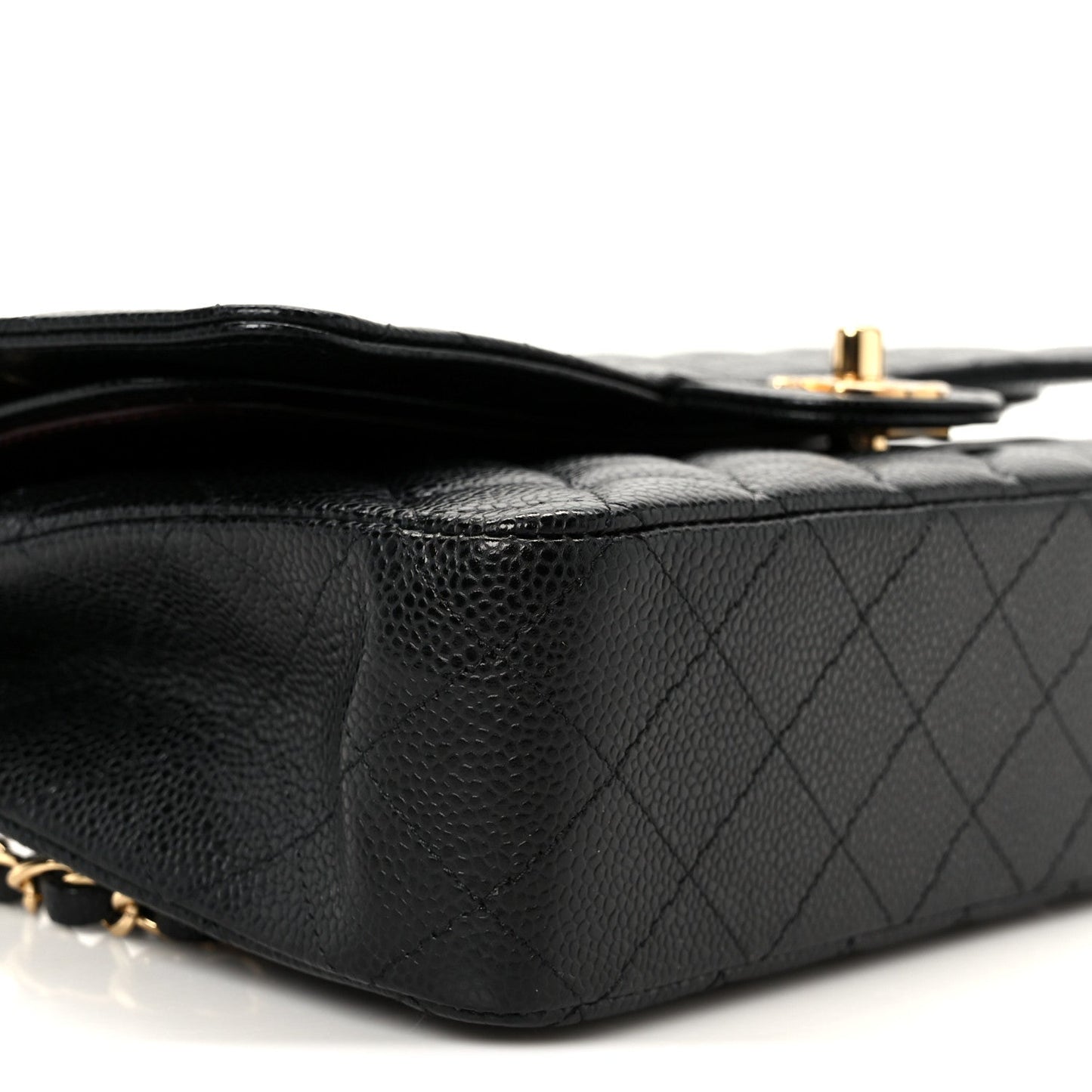 Caviar Quilted Medium Double Flap Black