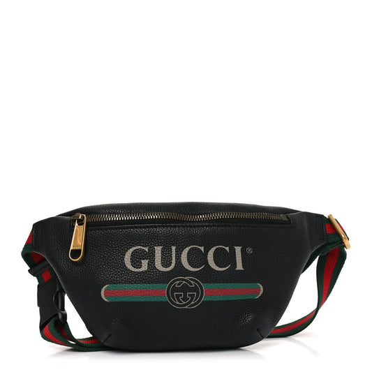 Grained Calfskin Small Logo Belt Bag Black