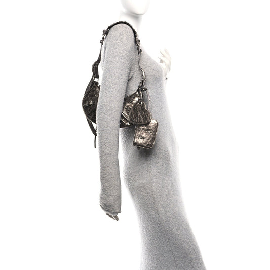 Metallic Agneau Arena Le Cagole Shoulder Bag XS  Dark Bronze