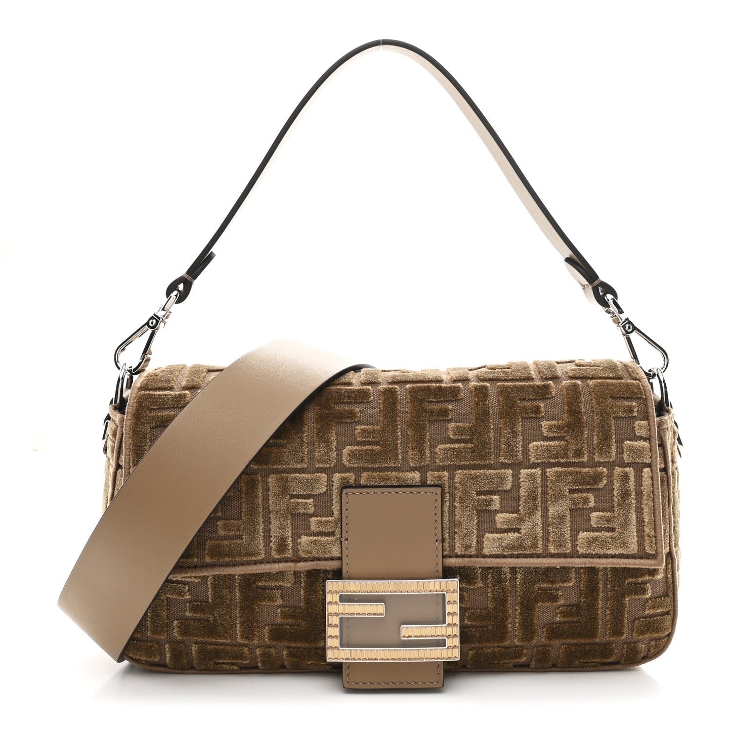 Velvet Jacquard Crystal FF Baguette Cappuccino
