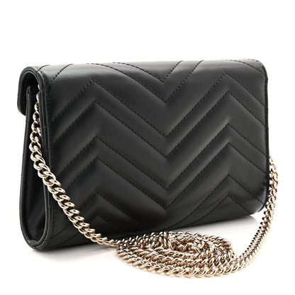 Calfskin Matelasse GG Marmont Wallet on Chain Black