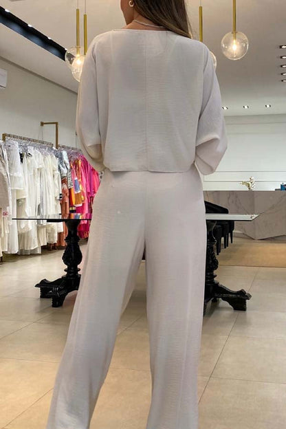 Conjunto de camisa y pantalón ancho con bolsillos con top de tirantes Laguna Resort 