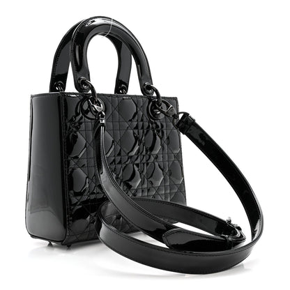 Ultraglossy Patent Cannage Small Lady Dior Black