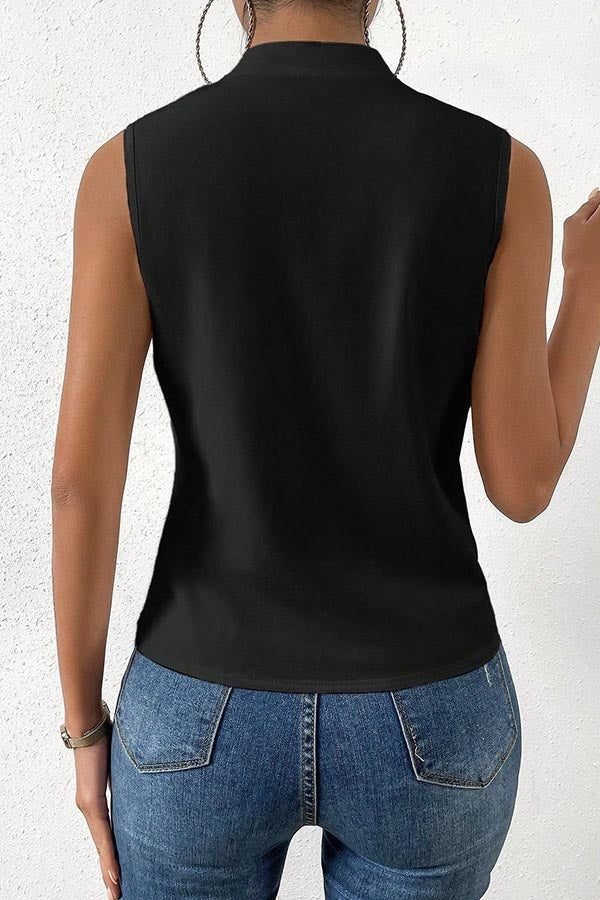 Top liso sin mangas negro