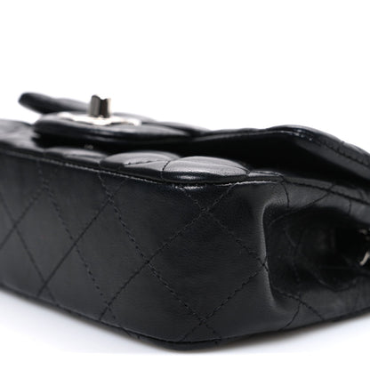 Lambskin Quilted Extra Mini Rectangular Flap Black