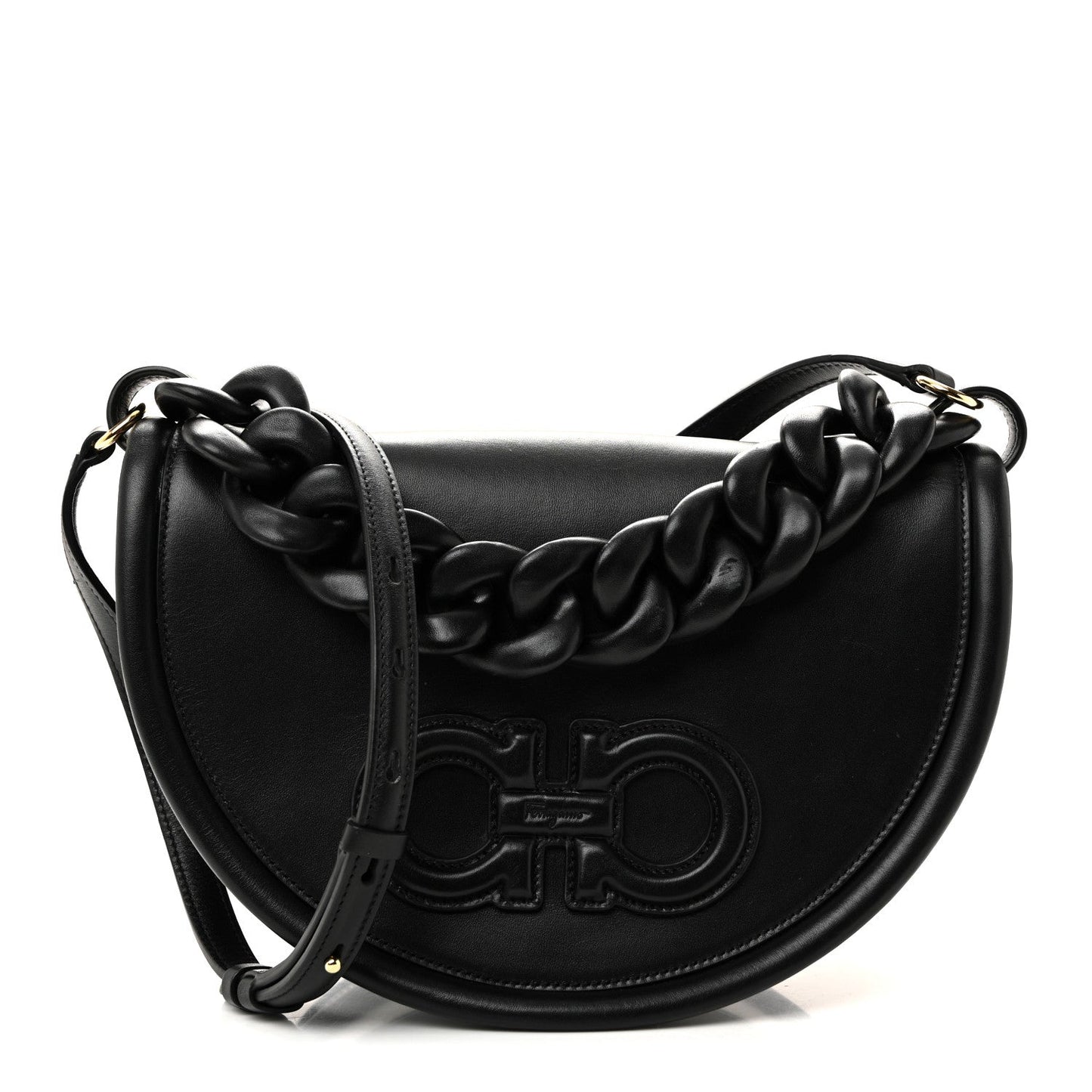 Calfskin Aura Shoulder Bag Black