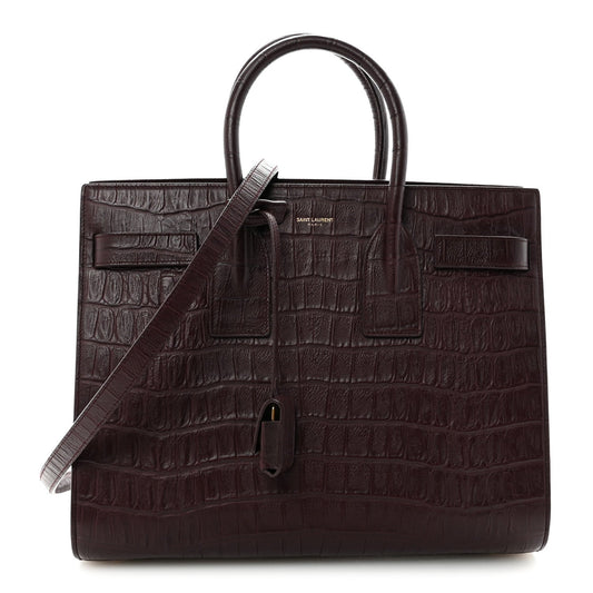Calfskin Crocodile Embossed Small Sac De Jour Amarena