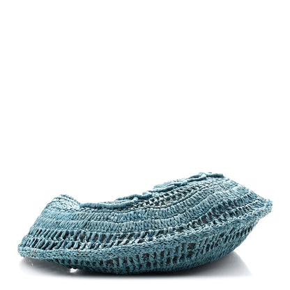 Raffia Calfskin Summer Banana Hobo Stormy Sea