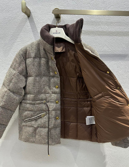 Moncler 2025 Antigony Jacket Gray Brown Wool Down