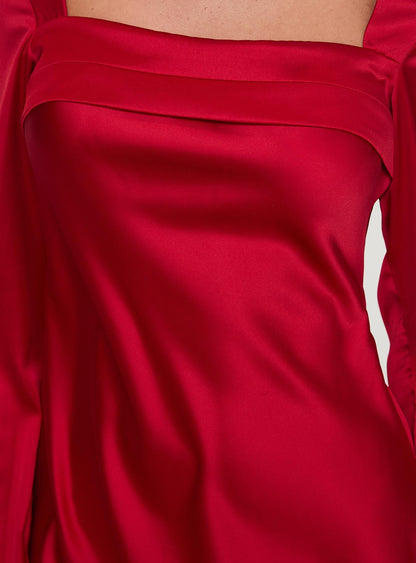 Phillipa Long Sleeve Mini Dress Red