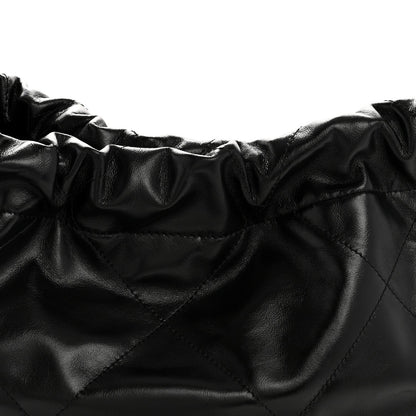 Shiny Calfskin Quilted Small Chanel 22 Black