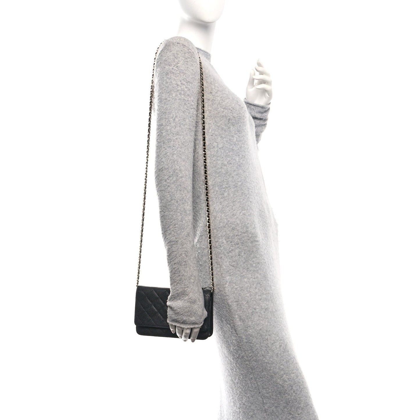 Caviar Quilted Wallet On Chain WOC Black