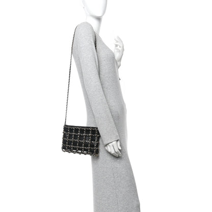 Lambskin Chain Frame Shoulder Bag Black