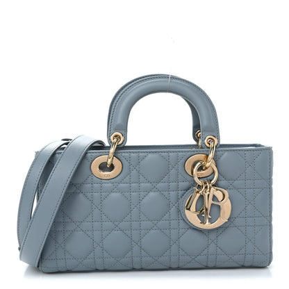 Lambskin Cannage Medium Lady D-Joy Light Blue