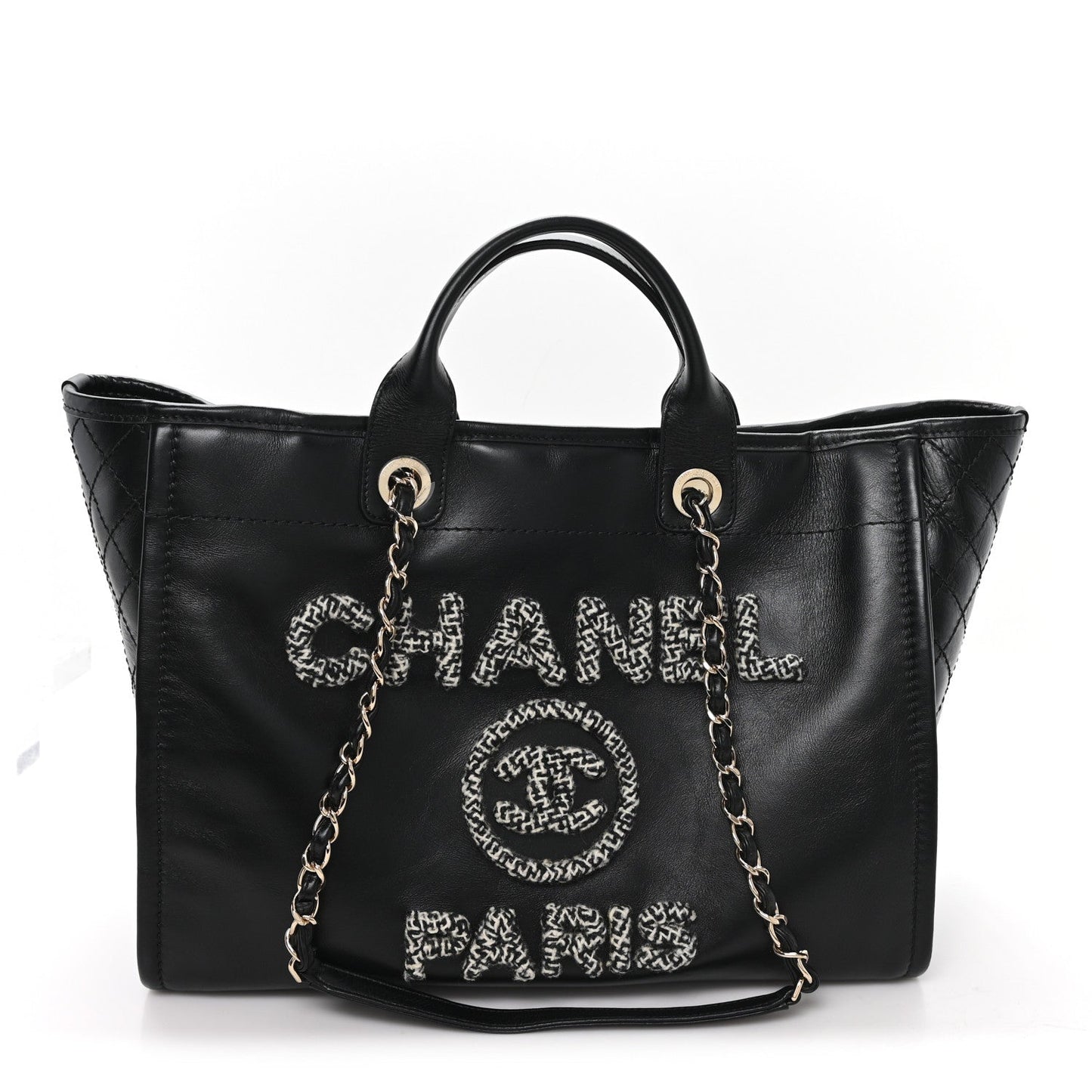 Calfskin Tweed Medium Deauville Tote Black Multicolor
