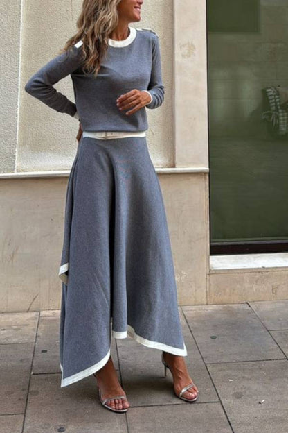 Conjunto de dos piezas de falda y manga larga