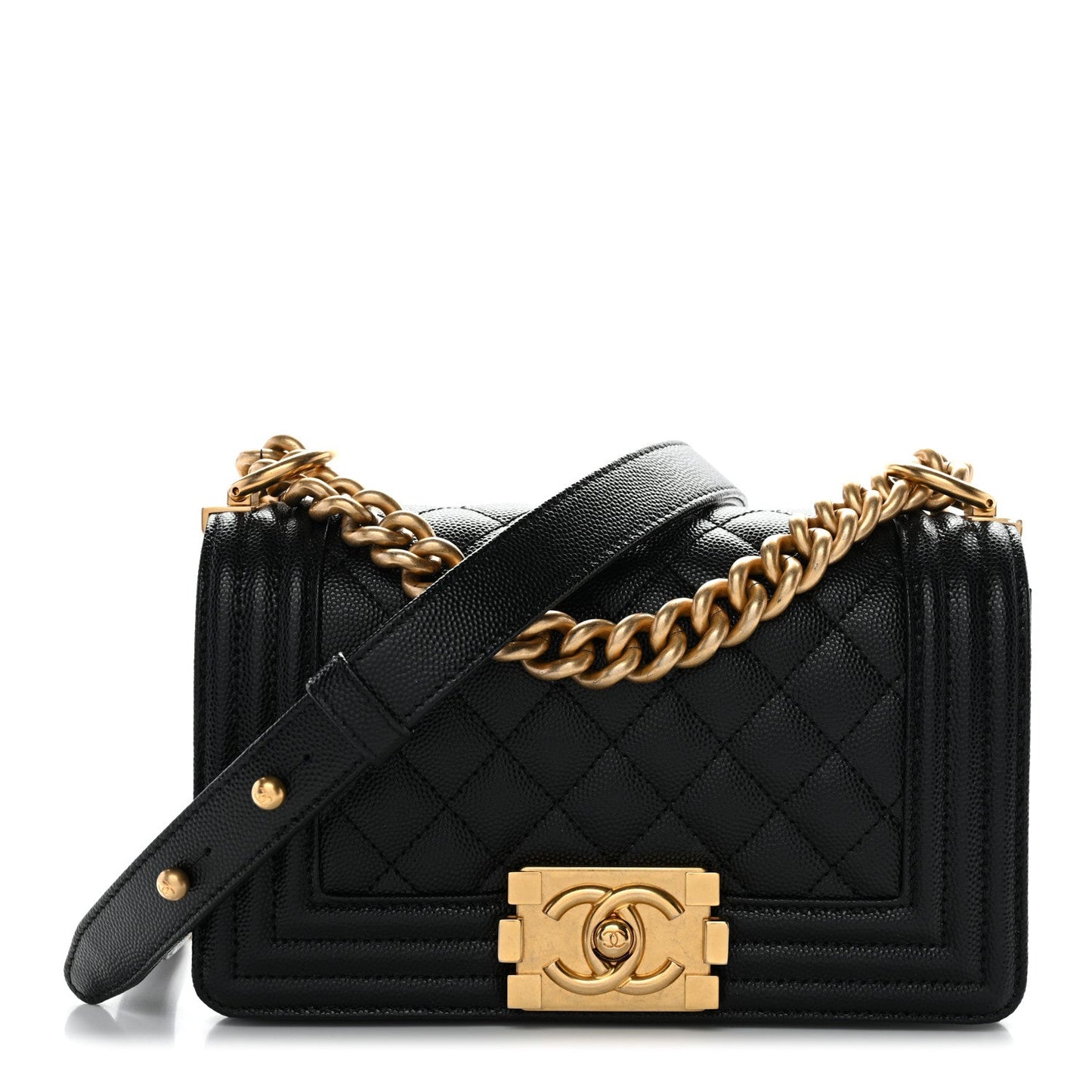 Caviar Quilted Small Boy Flap Black