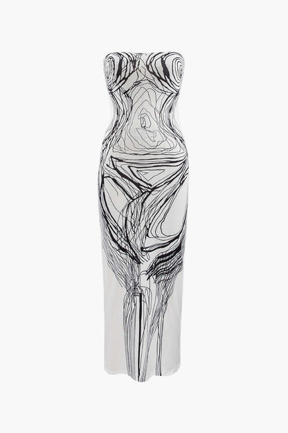 Vestido midi sin tirantes con estampado Agatha 