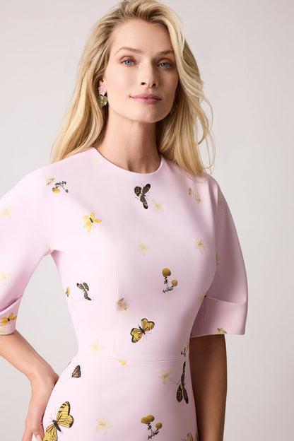 Minivestido de manga corta con estampado de mariposas Rosalind 