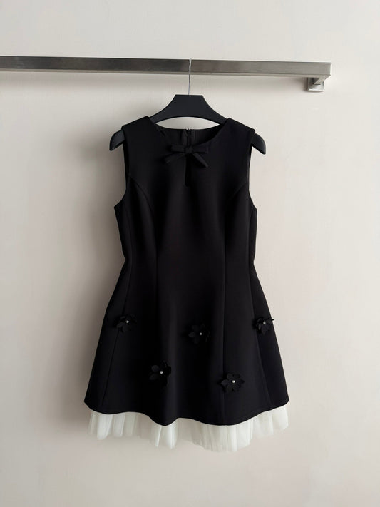 CC Bow-Tie Sleeveless Dress Black Polyester 352971