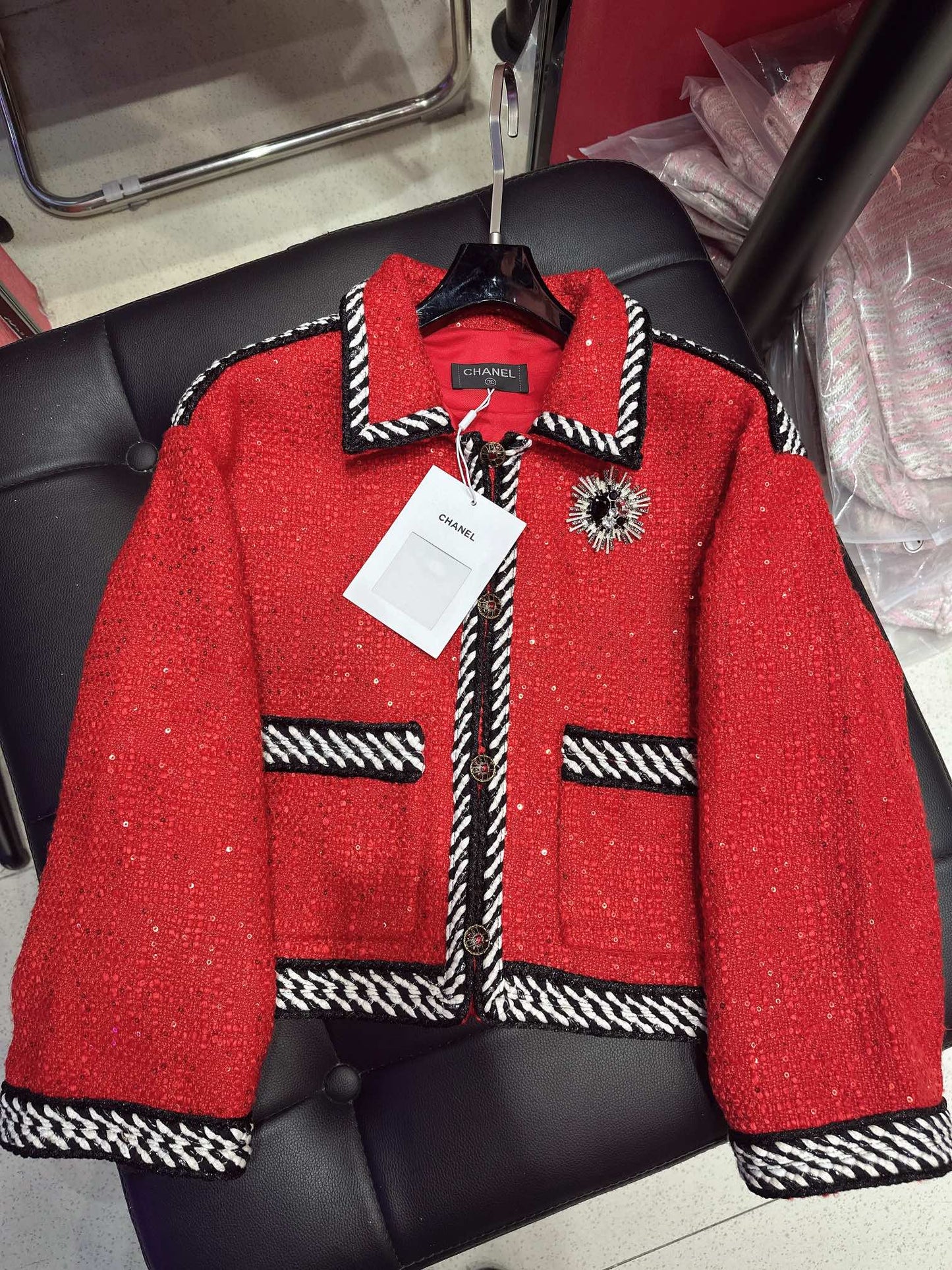 CC 25Ss Suit Jacket and Skirt Red Cotton