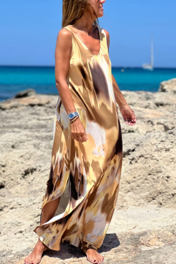 Vestido de tirantes estampado multicolor