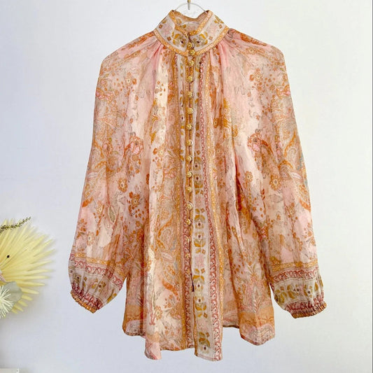 ZIMMERMANN HIGH-NECK FLARE-SLEEVE TOP 270178