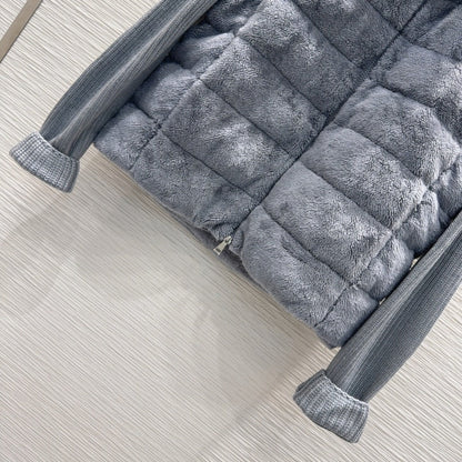 Moncler 25 Jacket Grey Rabbit Fur Mix Wool