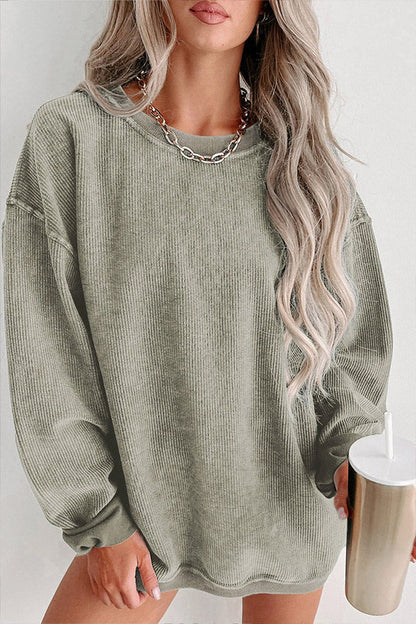 Sudadera con cuello redondo y canalé liso