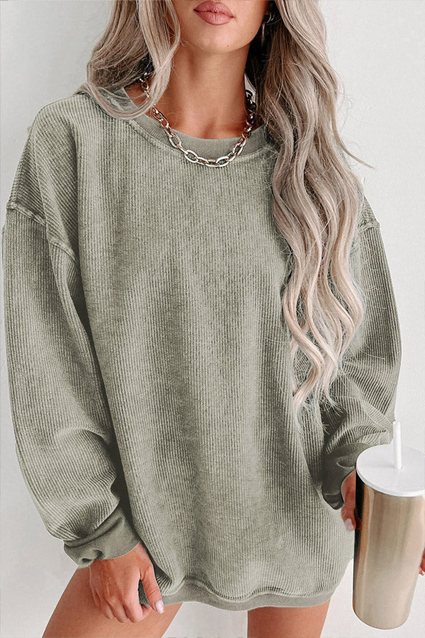 Sudadera con cuello redondo y canalé liso