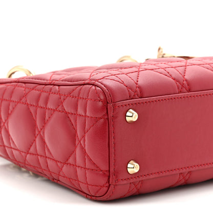 Lambskin Cannage Mini Lady Dior Red