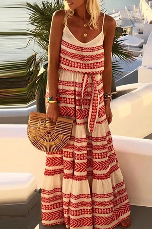 Vestido playero estilo simio con cuello en V y estampado
