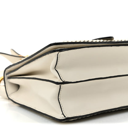 City Calf Raffia Saffiano Cahier Bag Naturale White