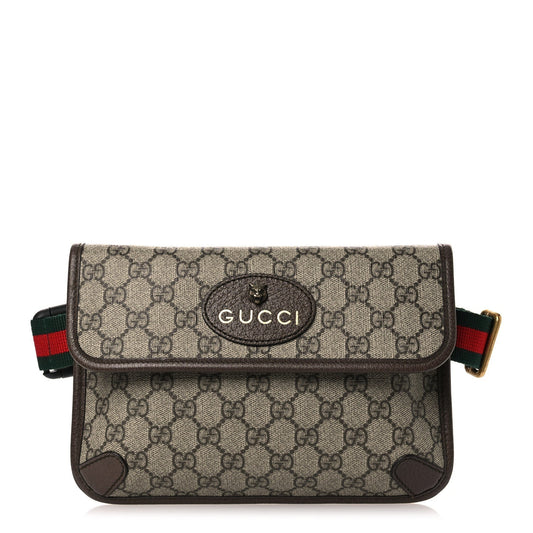 GG Supreme Monogram Neo Vintage Web Belt Bag Brown