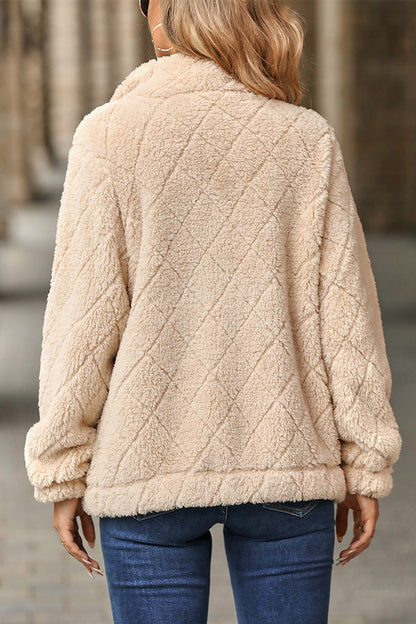 Chaqueta de felpa con cremallera de diamante