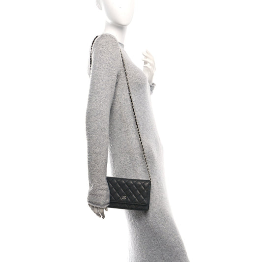 Caviar Quilted Wallet On Chain WOC Black