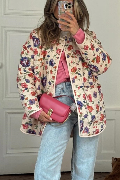 Cárdigan holgado con cuello en V para mujer, abrigo de algodón con estampado moderno