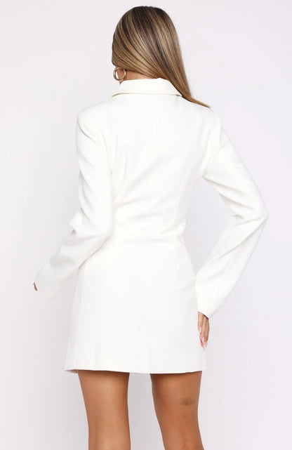 Alpha Femme Long Sleeve Mini Dress White