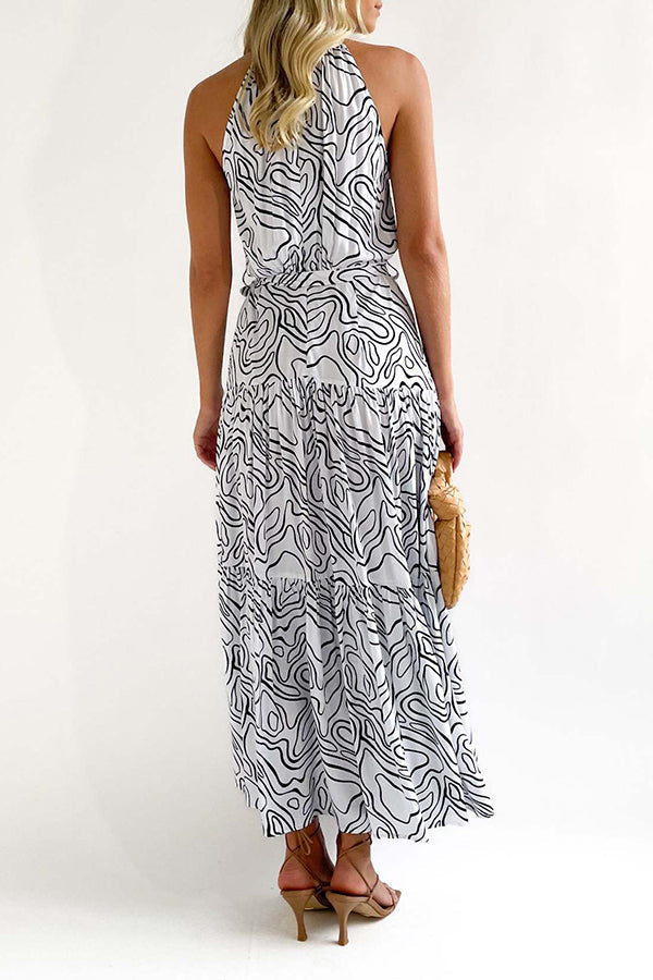 Vestido elegante, holgado, con estampado de tendencia de moda y cordones 