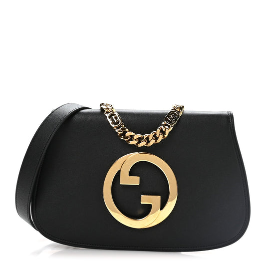 Roxy Calfskin Blondie Chain Shoulder Flap Bag Black