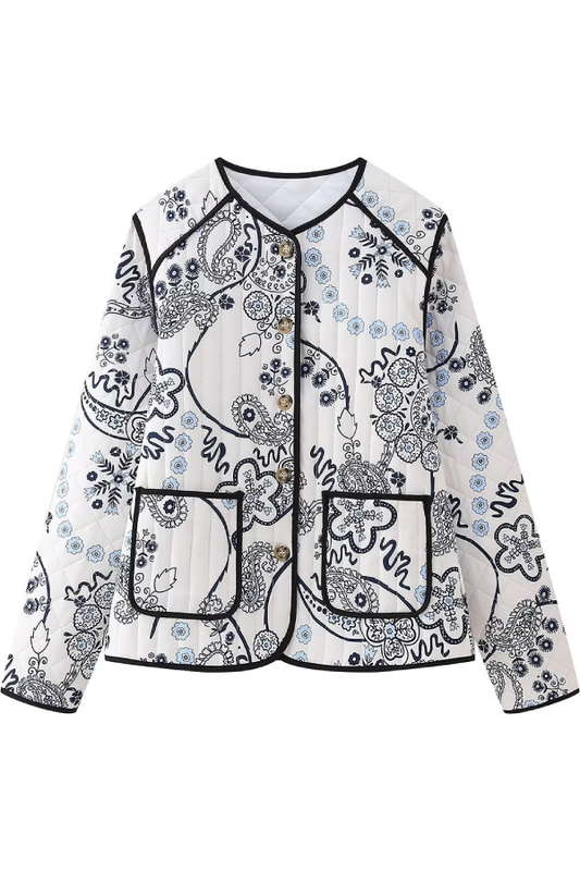 Chaqueta acolchada de algodón informal estampada 