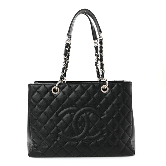 Caviar Quilted Grand Shopping Tote GST Black