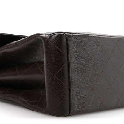 Caviar Quilted Medium Kelly Flap Brown