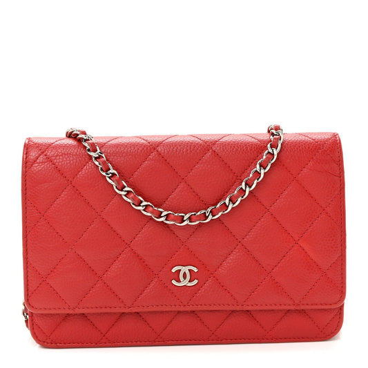 Caviar Quilted Wallet On Chain WOC Red