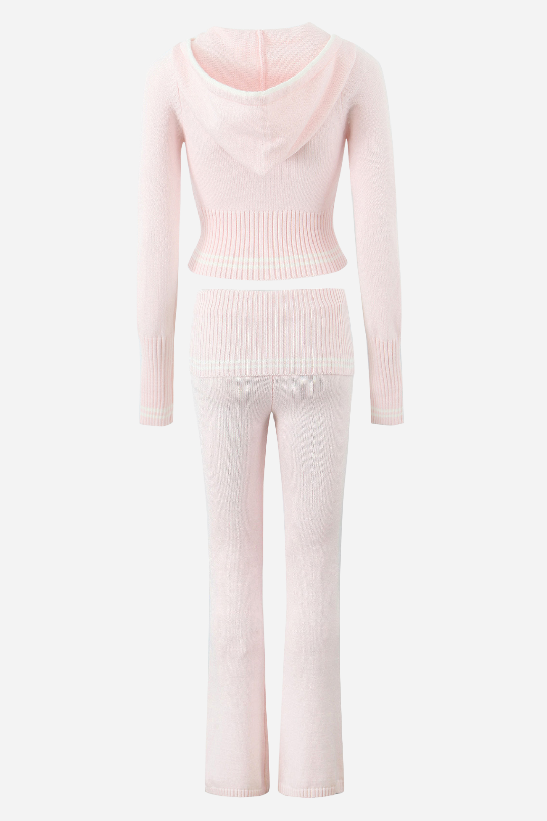 Conjunto de sudadera con capucha de punto a rayas 
