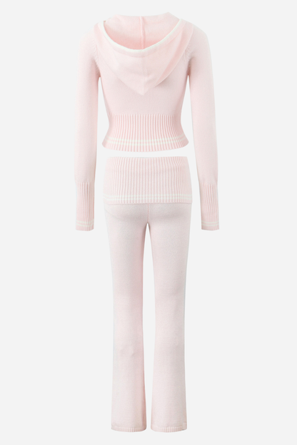 Conjunto de sudadera con capucha de punto a rayas 