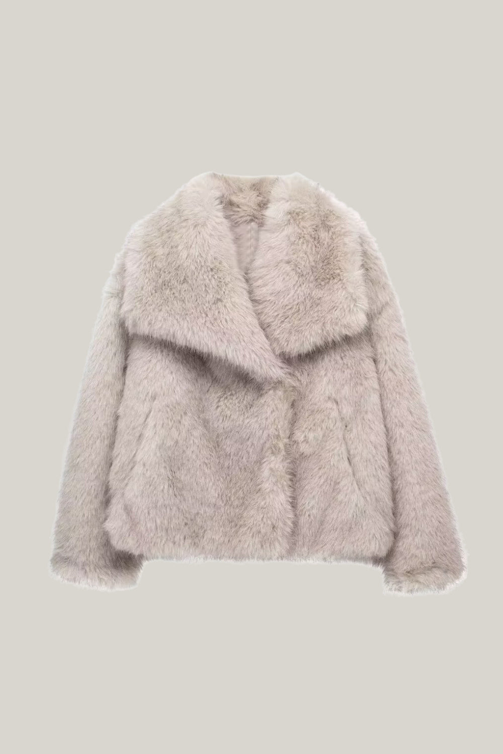 Chaqueta de piel sintética con solapa grande 